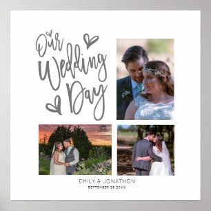 Poster Notre Jour de Mariage Collage de Photos avec Texte