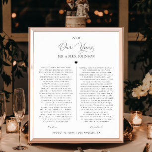 Poster Notre Mariage Vows Monogramme 1er anniversaire Cad