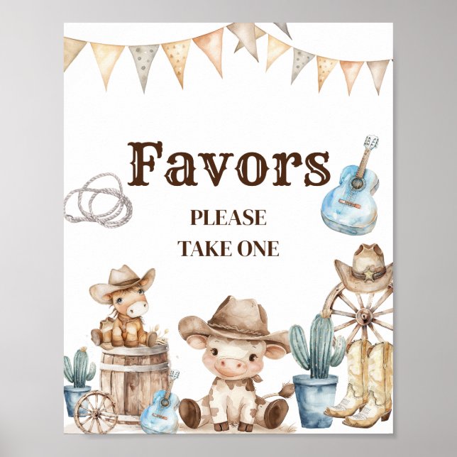 Poster Notre petit Baby shower sauvage Ouest de Cowboy Fa (Devant)