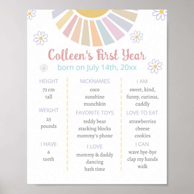 Poster Notre Petit Soleil Premier Anniversaire (Devant)