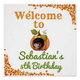 Poster Notre petite photo Citrouille Bienvenue Anniversai