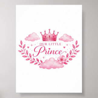 Poster Notre Petite Princesse Couronne Rose Bébé Fille