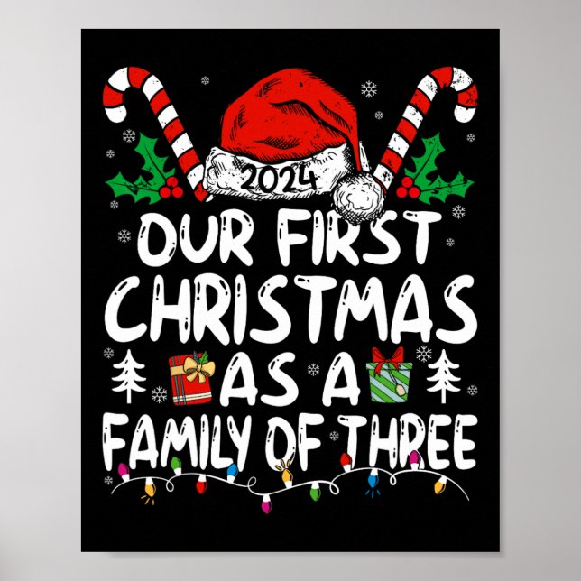 Poster Notre Premier Noël En Famille De Trois 2024 Nouvea (Devant)