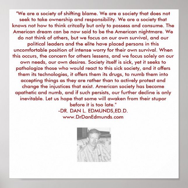 POSTER NOTRE SOCIÉTÉ EN DÉTRESSE (Devant)