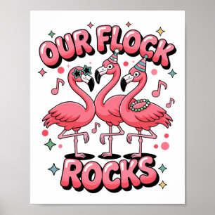 Poster Notre troupeau en folie Flamingo tenue de vacances