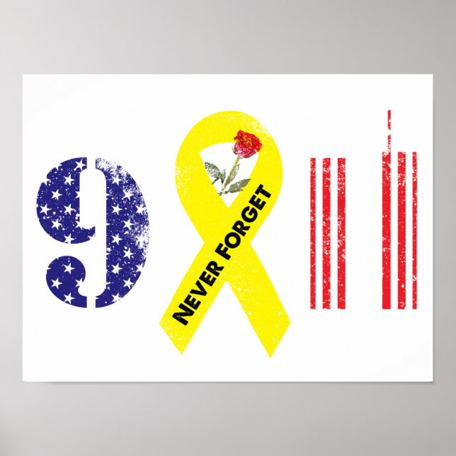 Poster N'oubliez jamais 9 11 Ruban jaune (Devant)