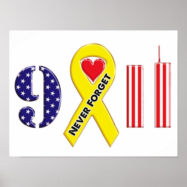 Poster N'oubliez jamais le 11 septembre Ruban jaune (Devant)