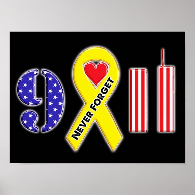 Poster N'oubliez jamais le 11 septembre Ruban jaune (Devant)