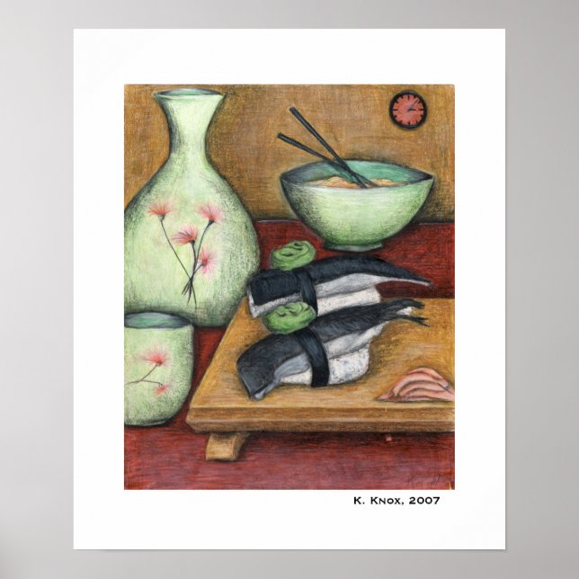 Poster Nouilles et poissons (Devant)