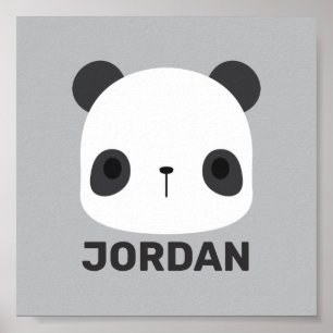 Poster Noun ours panda mignon avec nom personnalisé