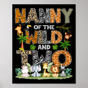 Poster Nounou féminine de la jungle sauvage et safari zoo