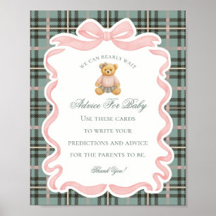 Poster Nounours à ruban coquette rose Conseils pour bébé