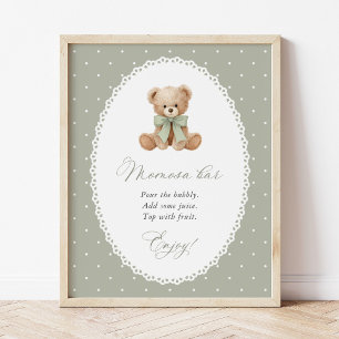 Poster Nounours, Arc, Points noirs sur fond vert sauge, B
