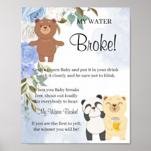 Poster Nounours My Water Broke Douche signe de jeu