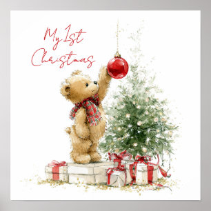 Poster Nounours pour le premier Noël de bébé