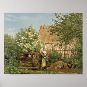 Poster Nourrir les poulets
