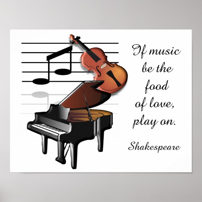 Poster Nourriture d'amour - Shakespeare citation art impr (Devant)