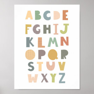 Poster Nourriture de l'alphabet Boho neutre pour les homm