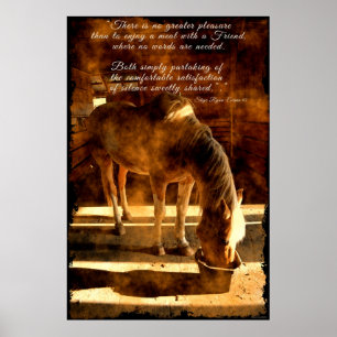 Poster Nourriture Palomino Pinto Horse en Grange & Prose
