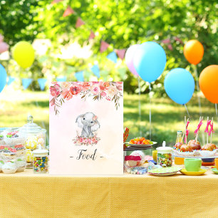 Poster Nourriture pour Baby Shower Éléphant Bébé