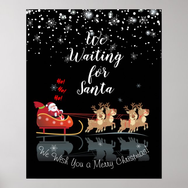 Poster Nous attendons Père Noël Ho ! Ho ! Ho ! Vacances d (Devant)