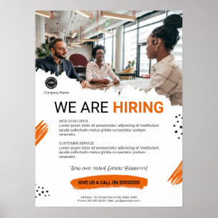 Poster Nous embauchons du personnel personnalisé logo d'e