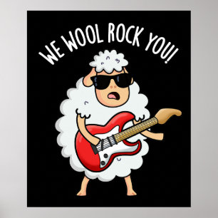 Poster Nous la laine vous rock mouton drôle Pun BG foncé