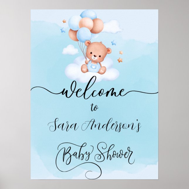 Poster Nous pouvons attendre avant Baby shower Garçon Bie (Devant)