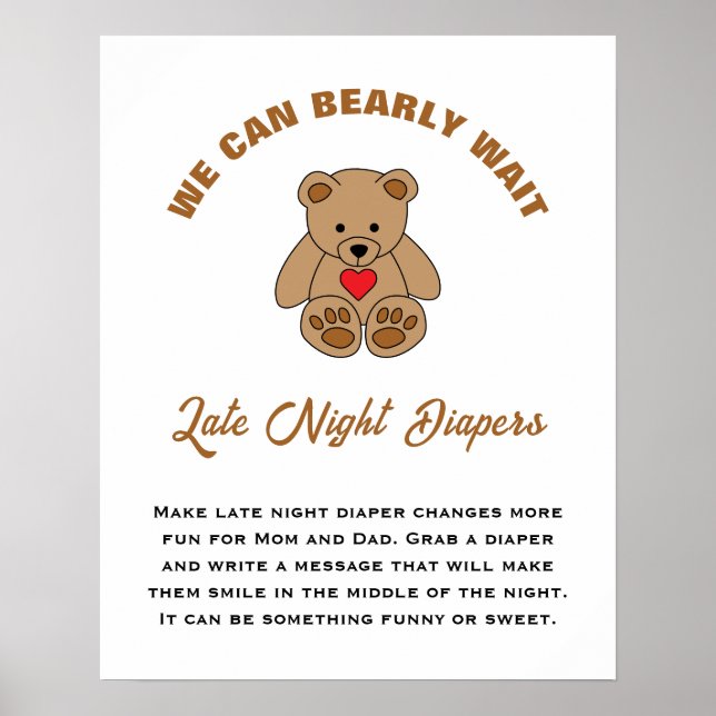 Poster Nous Pouvons Attendre Baby shower Diapositives Tar (Devant)