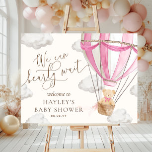 Poster Nous pouvons attendre l'accueil Baby shower rose