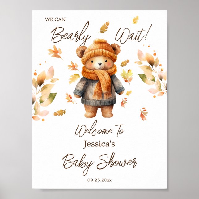 Poster Nous pouvons attendre le Baby shower (Devant)