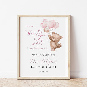 Poster Nous pouvons attendre tôt Teddy Bear Baby shower B