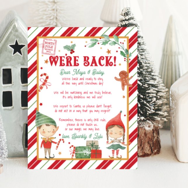 Poster Nous sommes de retour Lettre aux elfes de Noël (were back christmas elf, welcome back elf, elf, magical, festive, watercolor, merry christmas)