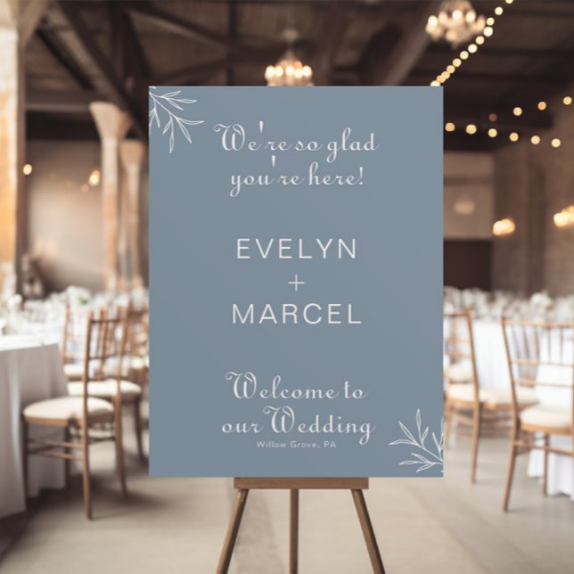 Poster Nous sommes heureux que vous soyez ici Mariage ble (Créateur téléchargé)