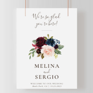 Poster Nous sommes heureux que vous soyez ici Mariage cla