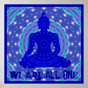 Poster Nous sommes tous un Bouddha bleu Bouddhiste Mandal
