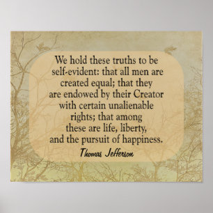 Poster Nous tenons ces vérités - citation de Jefferson - 