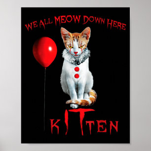Poster Nous tous miaou chat clown chaton Halloween drôle 