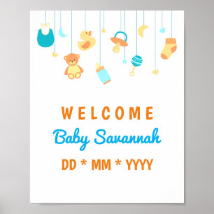 Poster Nouveau bébé unisex personnalisable