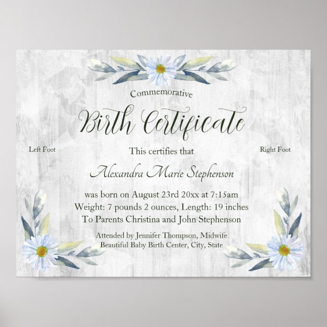 Poster Nouveau certificat de naissance commémoratif Empre (Devant)