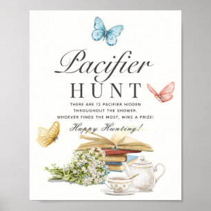 Poster Nouveau chapitre Baby shower de livre Jeu chasse P