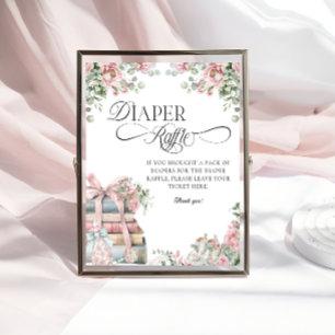 Poster Nouveau Chapitre Bow Baby shower floral Déchets de