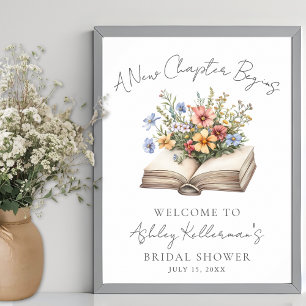Poster Nouveau Chapitre Livre Floral Panneau de Bienvenue