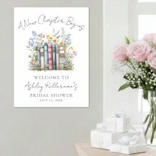 Poster Nouveau Chapitre Livre Floral Signe de Bienvenue p