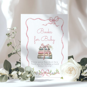 Poster Nouveau chapitre Livre vintage à ruban rose pour b