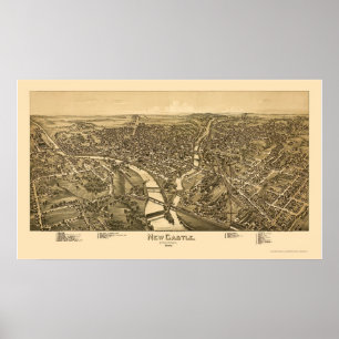 Poster Nouveau château, carte panoramique de PA - 1896