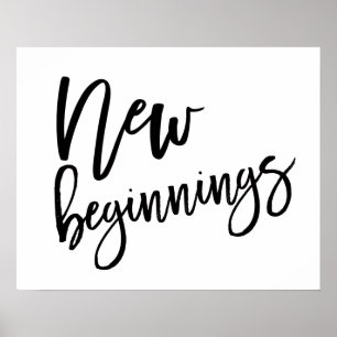 Poster Nouveau Début Citation Motivationnelle Noir