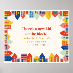 Poster Nouveau Enfant Sur Le Baby shower De Quartier Bloc