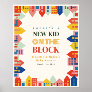 Poster Nouveau Enfant Sur Le Bloc Baby shower Maisons neu