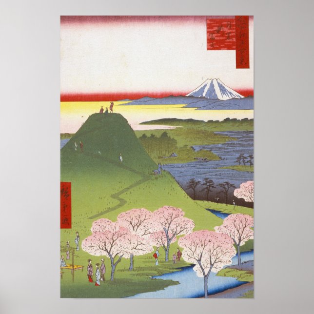 Poster "Nouveau Fuji" japonais Ukiyo-e Hiroshige (Devant)